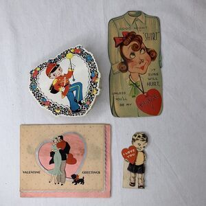 VINTAGE UNUSED VALENTINES‎ DAY CARDS USA 1940'S DARLING! Mixed Lot Of 4 Die Cut